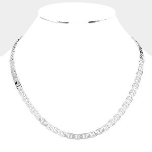 Silver Plated 18 Inch 7mm Mariner Metal Chain Necklace